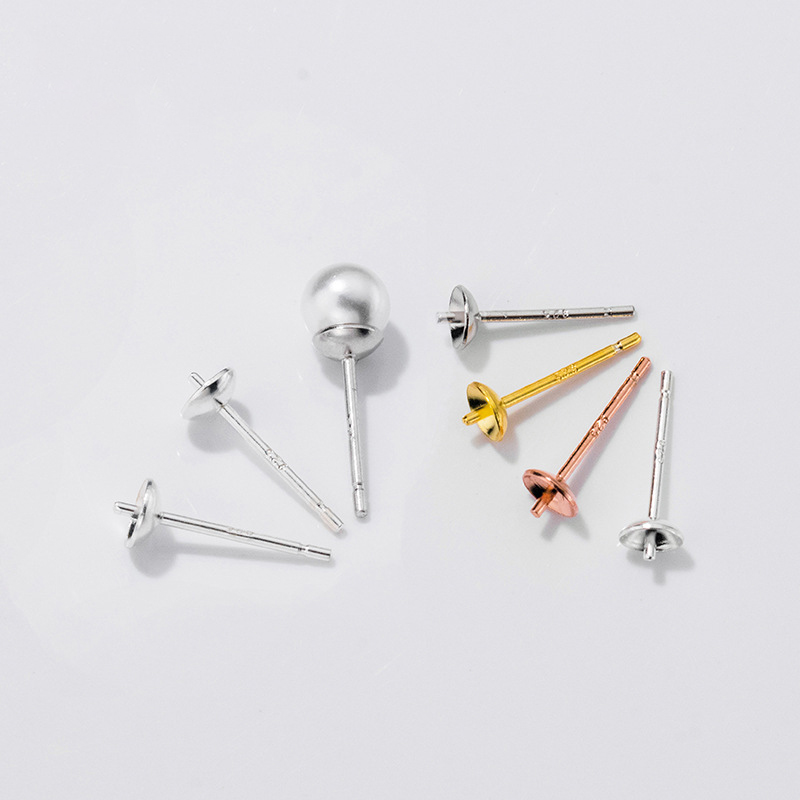 Pearl Stud Earrings - S925 anting perak murni pengaturan dasar