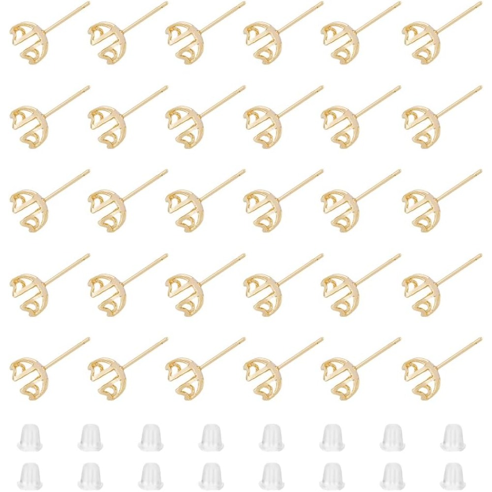Pearl Stud Earrings - 30Pcs Alat Pasang Anting Model 4-Heart