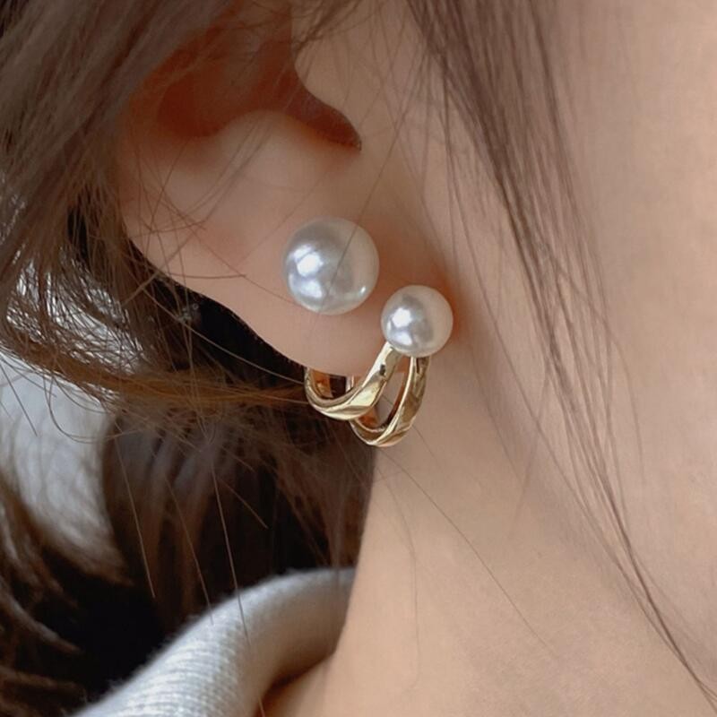 Pearl Stud Earrings - 925 Jarum Perak Anting Kancing Mutiara