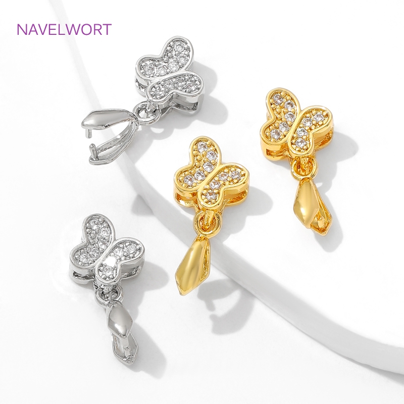Butterfly Pendant Necklace - Kuningan Pinch Bails 18K Emas Berlapis