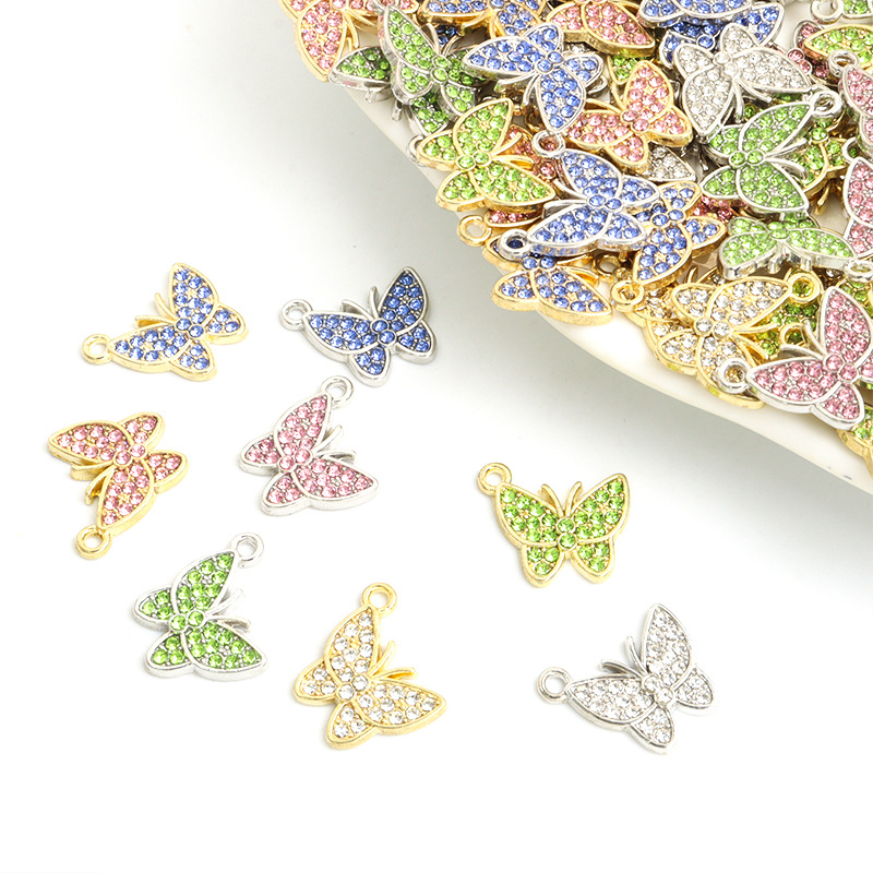 Butterfly Pendant Necklace - 100 Buah/Lot Liontin Kupu-kupu Kristal Gantungan