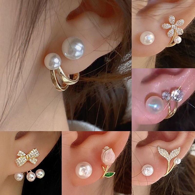925 Jarum Perak Anting Kancing - Pearl Stud Earrings ulasan dan harga