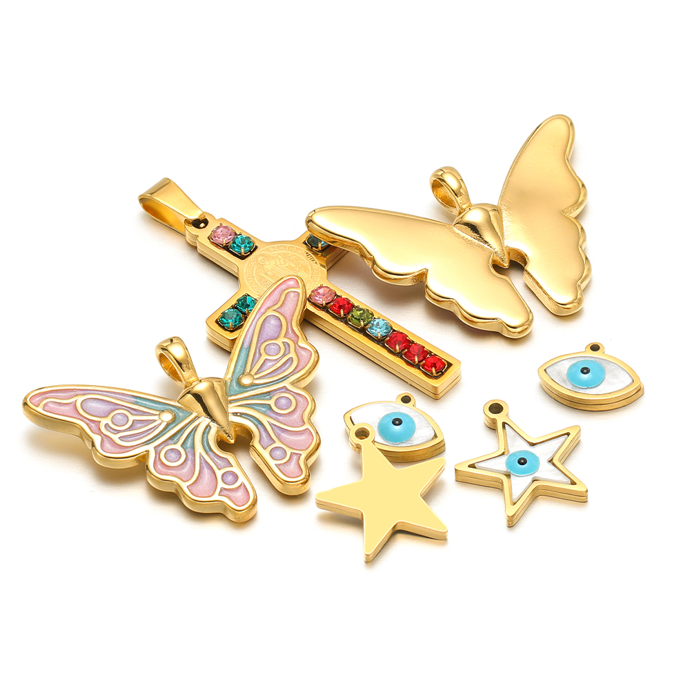 5 Buah/Lot Liontin Salib Jimat - Butterfly Pendant Necklace ulasan dan harga