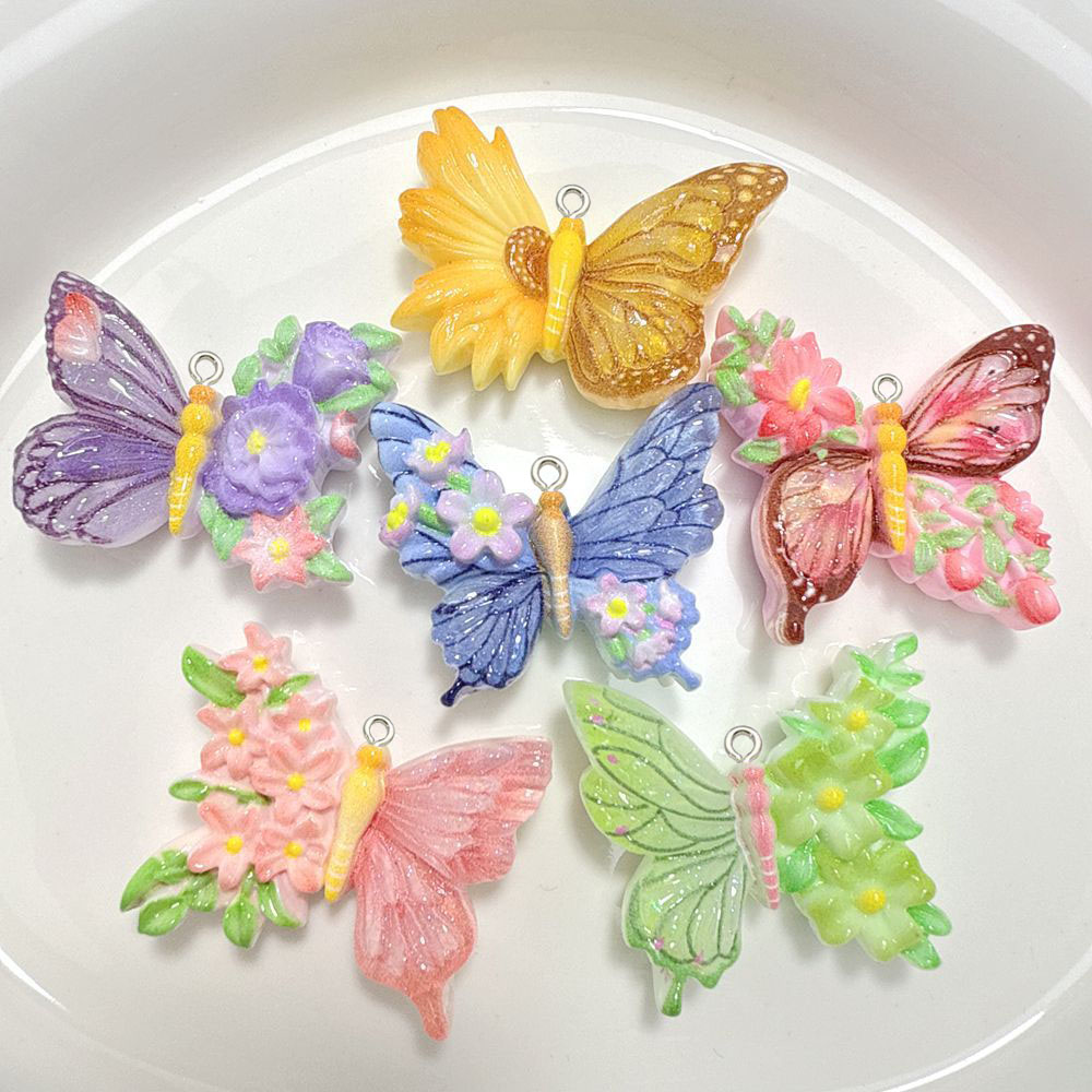 10 Buah Liontin Resin Kupu-kup - Butterfly Pendant Necklace ulasan dan harga