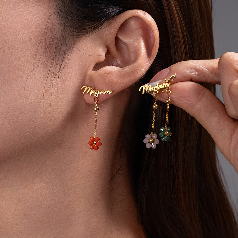 Auxauxme Anting Nama Kustom Ba - Pearl Stud Earrings ulasan dan harga