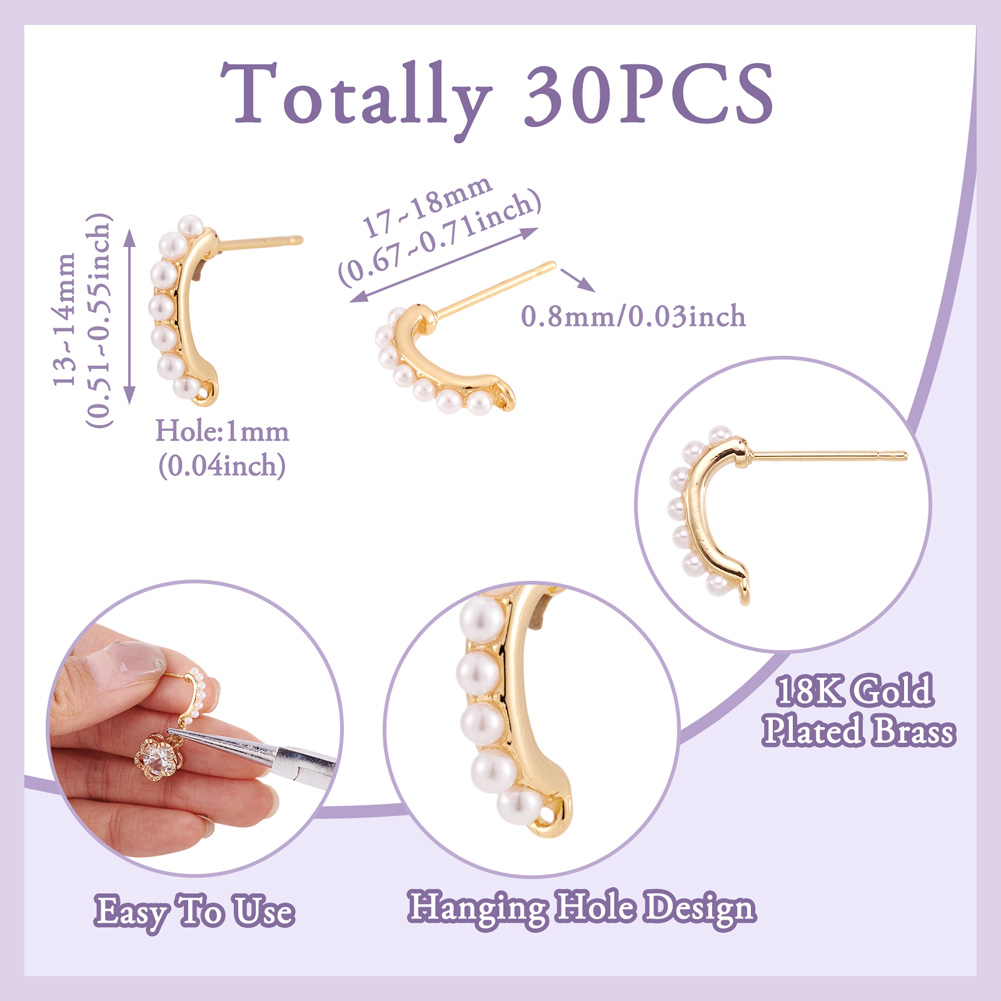 30 buah bahan anting-anting ku - Pearl Stud Earrings ulasan dan harga
