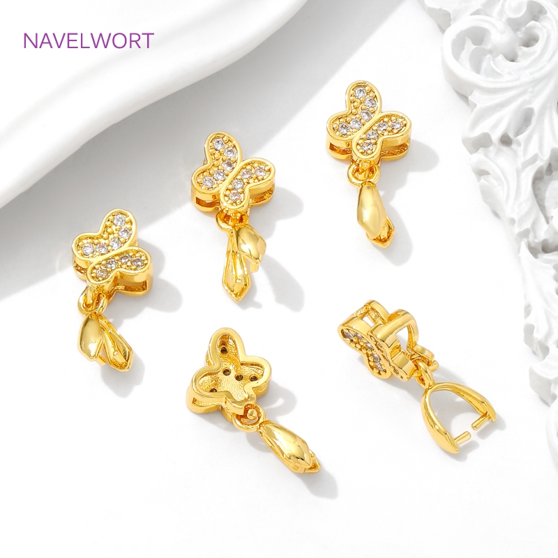 Kuningan Pinch Bails 18K Emas  - Butterfly Pendant Necklace ulasan dan harga
